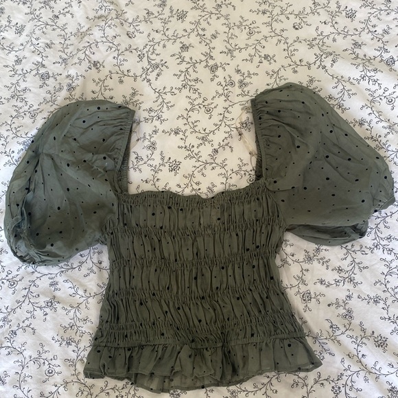 Green crop top! One of my favorite shirts, bought it at a small boutique in LA - Picture 1 of 2